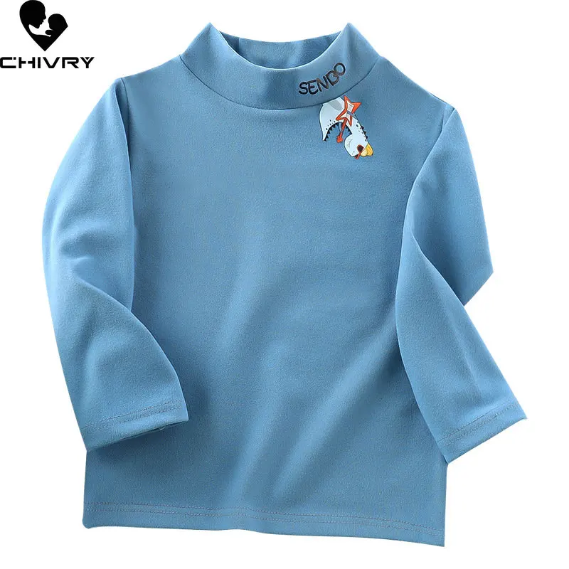 

Kids T-Shirts 2023 Spring Autumn Baby Boys Girls Cartoon Bottoming Shirt Tops Children Turtleneck Long Sleeve Casual T-shirts