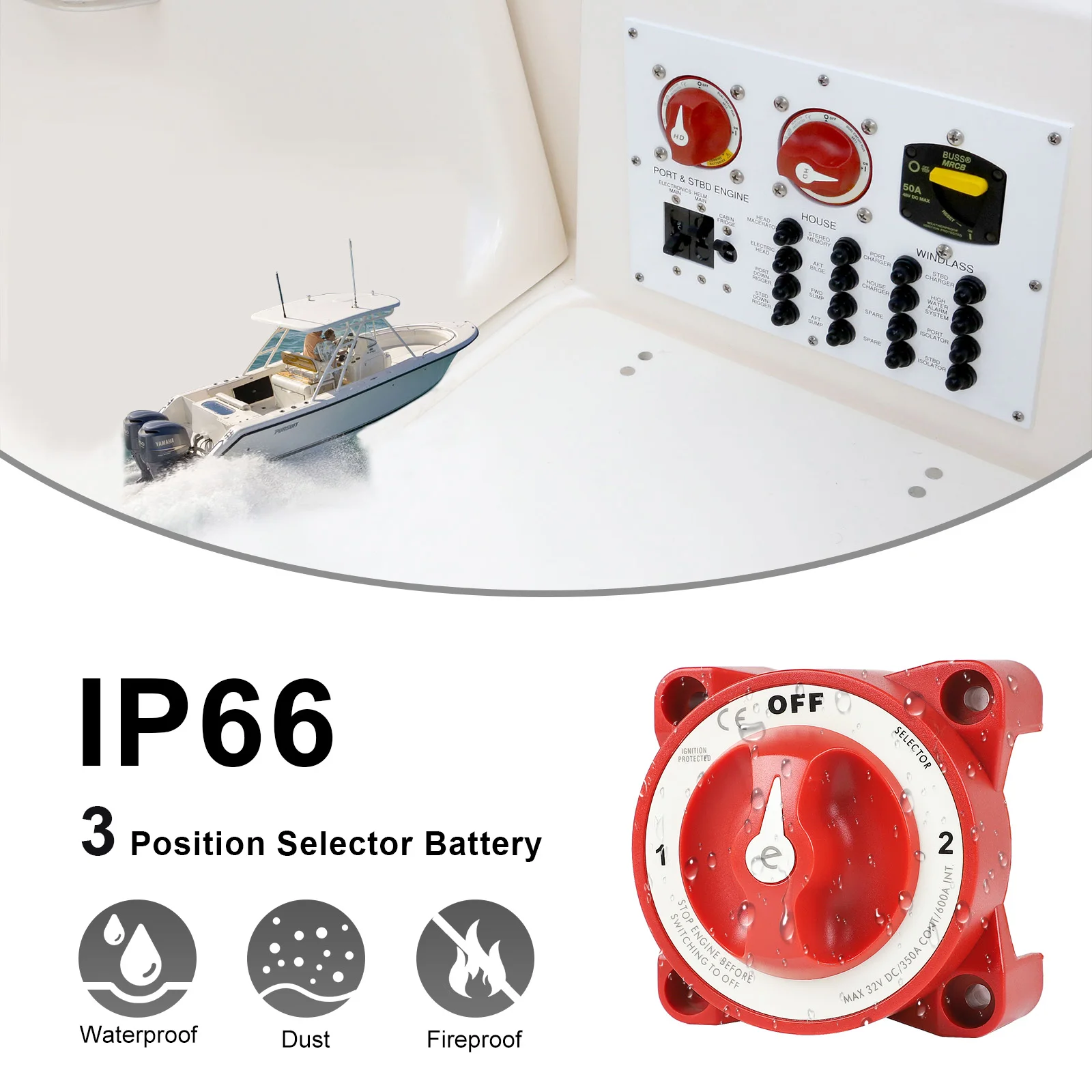 3-позиционный переключатель аккумулятора серии e с изолятором AFD 350 А 32 В