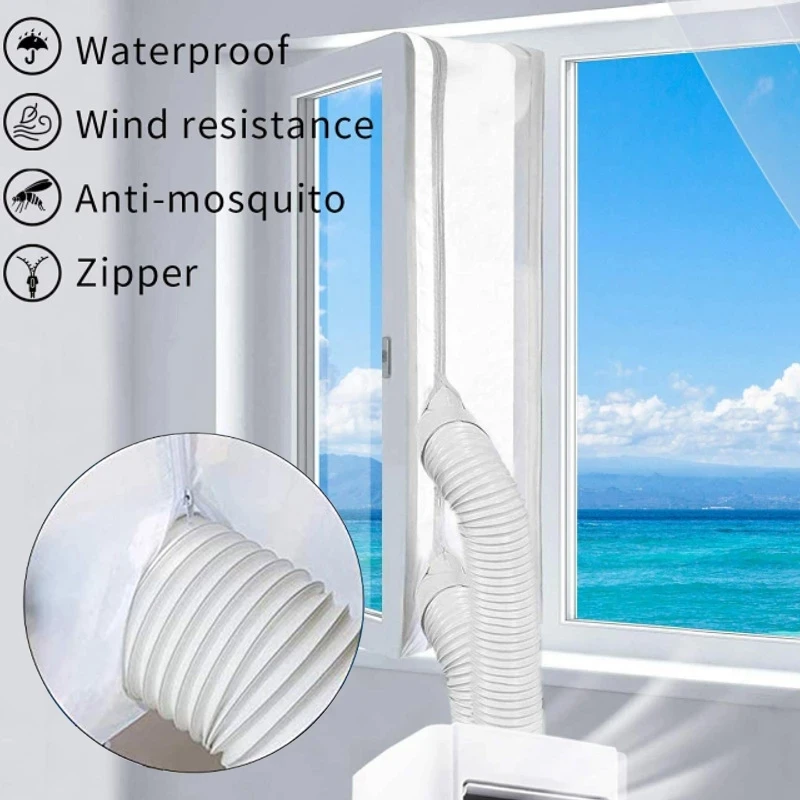 Airlock Window Seal With Zip For Portable Air Conditioner Flexible Cloth Sealing Seal Adhesive Fastfor Mobile Air Conditioner