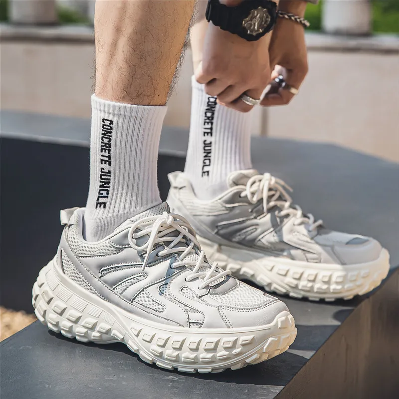 New Black Dad Chunky Sneakers Casual Vulcanized Shoes Woman High Platform Sneakers Lace Up White Sneakers Women 2022 Free Ship