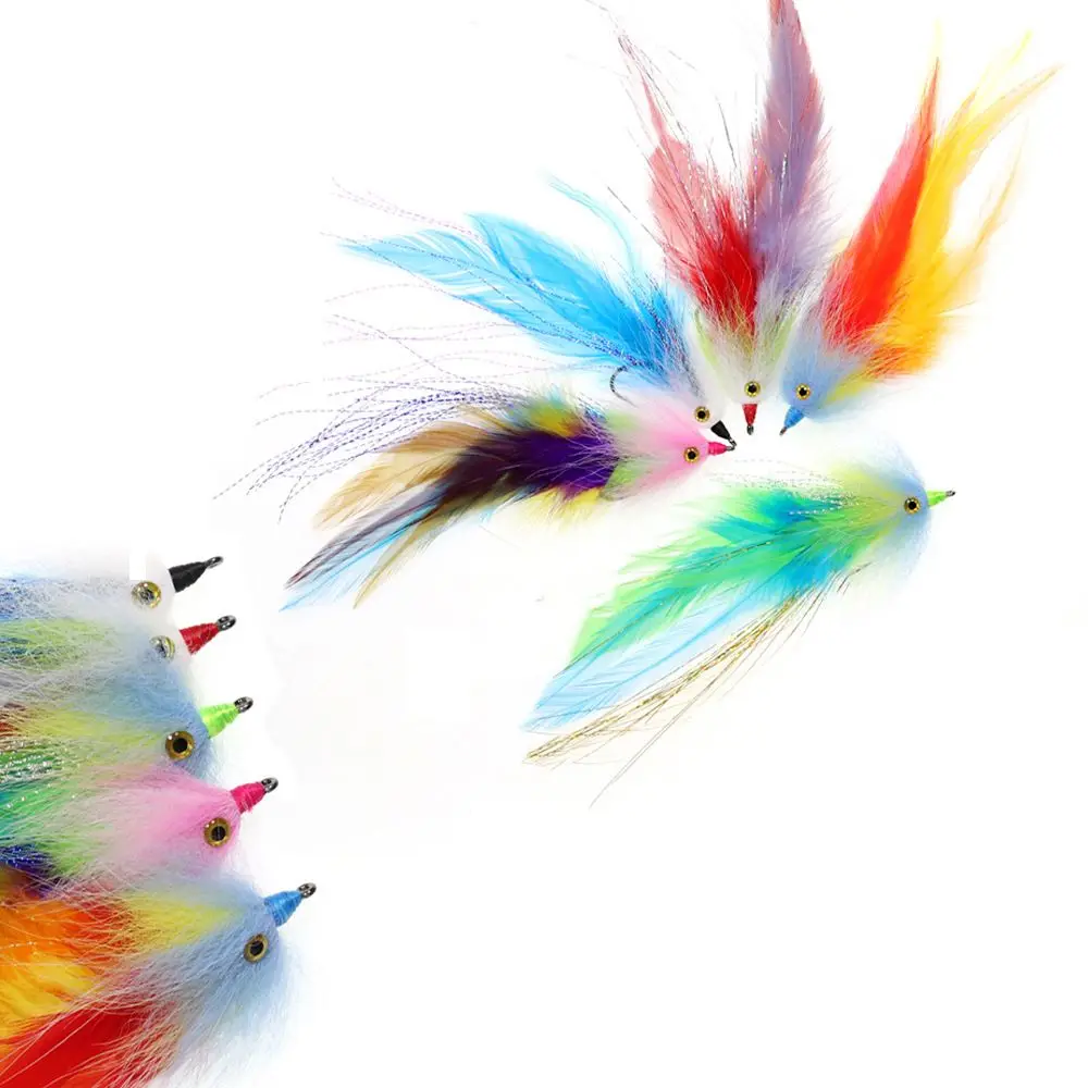 

DIY 3D Fish Eyes Rooster Feather Streamer Tying Baits Fly Lure 2/0# Fishing
