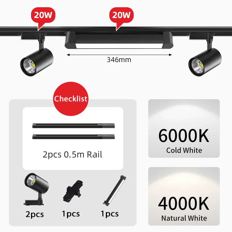 Светодиодный трековый светильник Spot LED 10/20/30/40 Вт Настенный светильник Прожектор COB Rails Точечный трековый светильник Светильник Магазин одежды Гостиная Дом