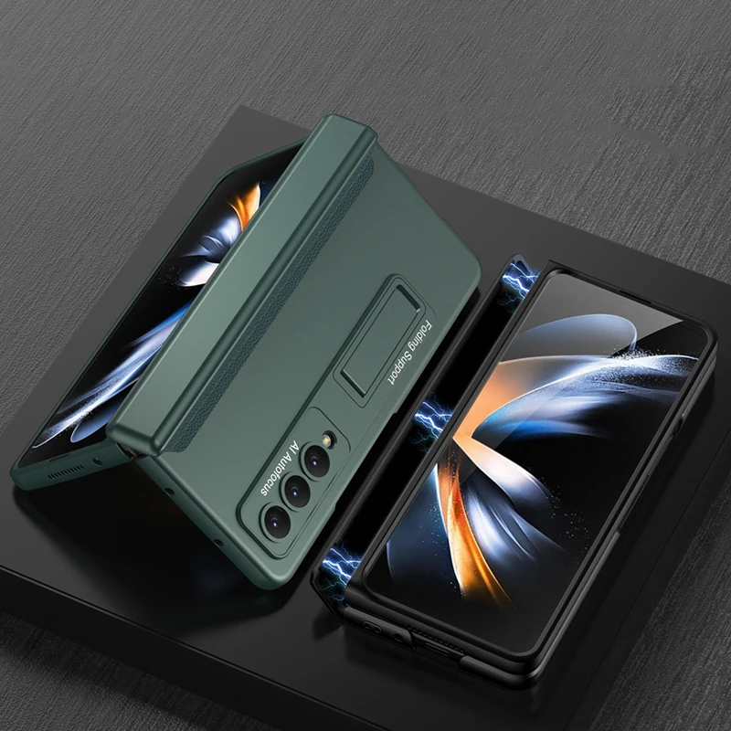 Shockproof Armor Magnetic Case For Samsung Galaxy Z Fold 4 Adsorption Kickstand Matte PC Hard Plastic Phone Cover Fold 3 2 5G
