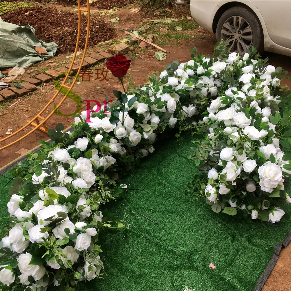 Künstliche Blumen Flower Row für Garten Hochzeit Dekor 100cm Blumen Rosenwand 
