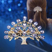 exquisite rhinestone tree leaf hair clips for women elegant crystal hair clip barrette headwear women fashion hair accessories