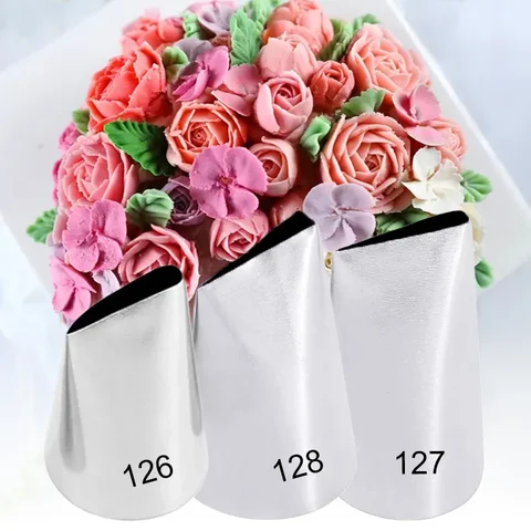 3 шт., кондитерские насадки в форме лепестков розы для украшения тортов, инструменты для украшения кексов, кондитерских изделий, кондитерских изделий, насадки для глазировки #126 #127 #128