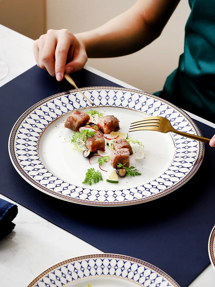 

White Creative Fashion Flat Plates Steak European Luxurious Dinner Plates Tableware Tvaisselle Japonaise Cookware DI50CJ