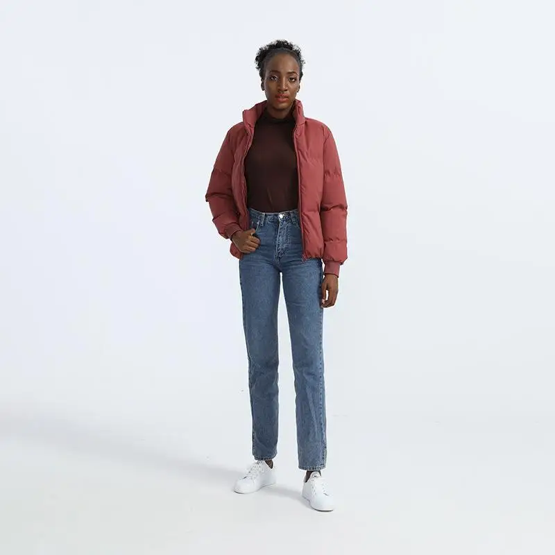 2023 Autumn and Winter New Women's Casual Long-sleeved Jacket Solid Color Cotton Jacket Bread Jacket Stand Collar Cotton Jacket