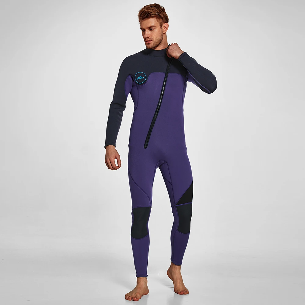 Men's 3mm Wetsuits Jacket Long Sleeve Neoprene Front Zipper Wetsuits One-piece Jump Suit Wet Suit for Scuba Diving Surfing
