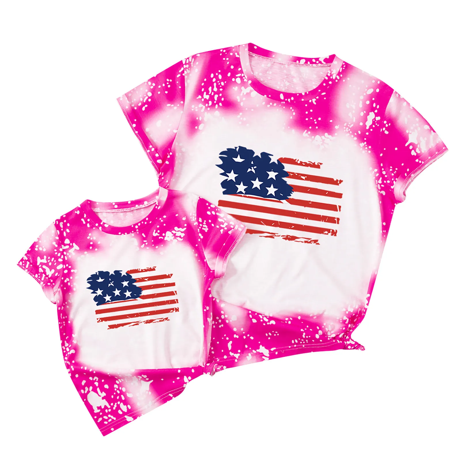 

Female Clothing Summer Print Casual Loose Short Sleeve O Collar T-shirt Parent-child Wear Tee (mother's Wear)