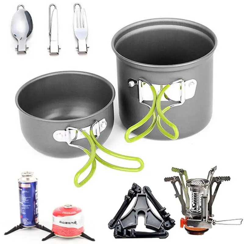 

Camping Cookware Mixing Set Camping Stove Set Cooker Combination Portable Field Burner Tableware Useful Outdoor Equipment
