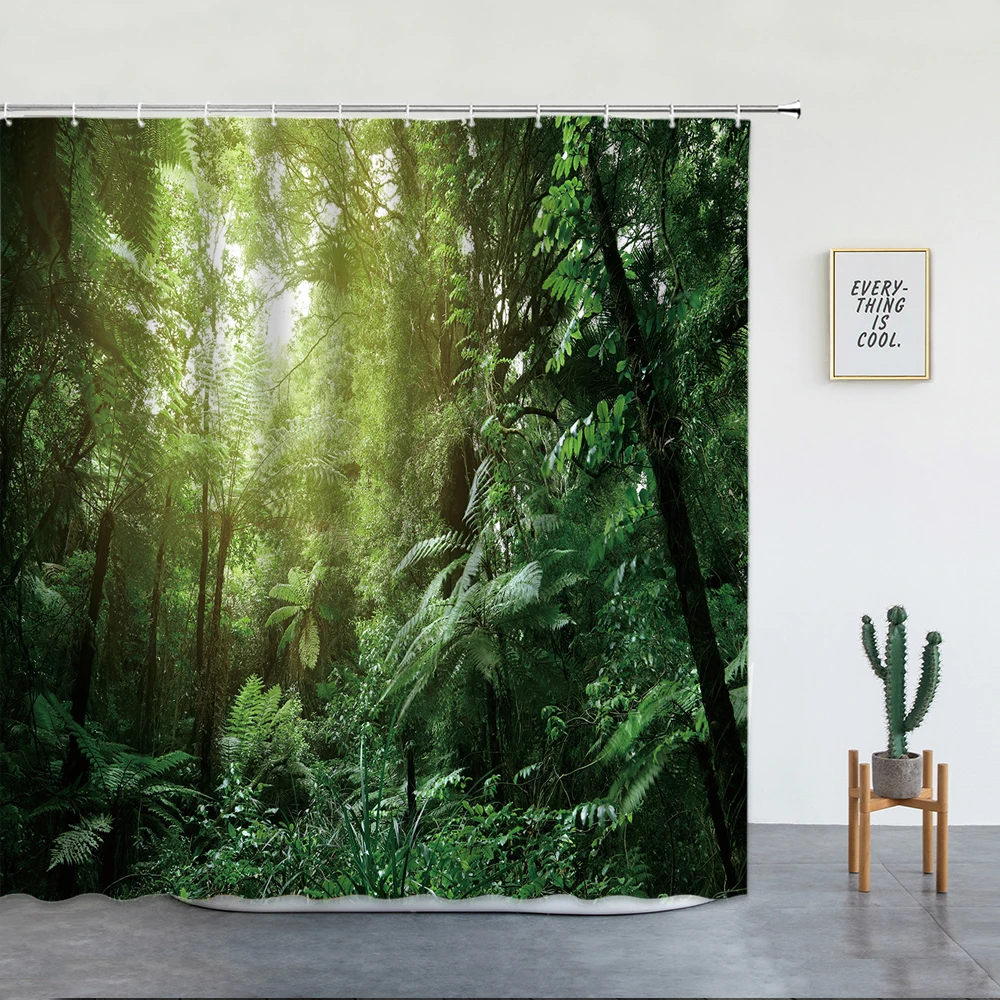 

Forest Shower Curtain Modern Spring Rural Natural Landscape Bathroom Curtains Waterproof Polyester Cloth Bathtub Decor