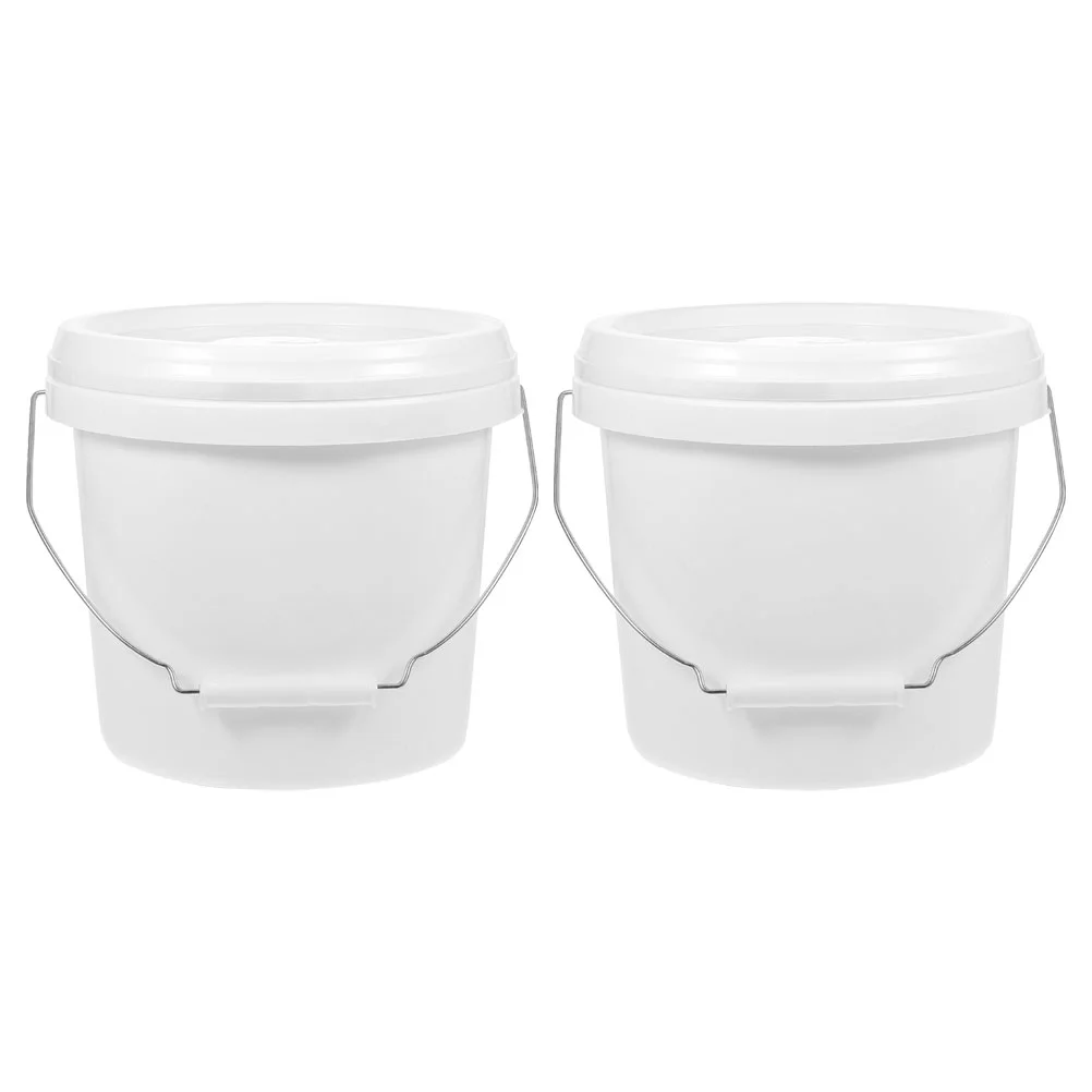 

2 Pcs Plastic Containers Storage Bucket Painting Handheld Empty Outdoor Pp Round