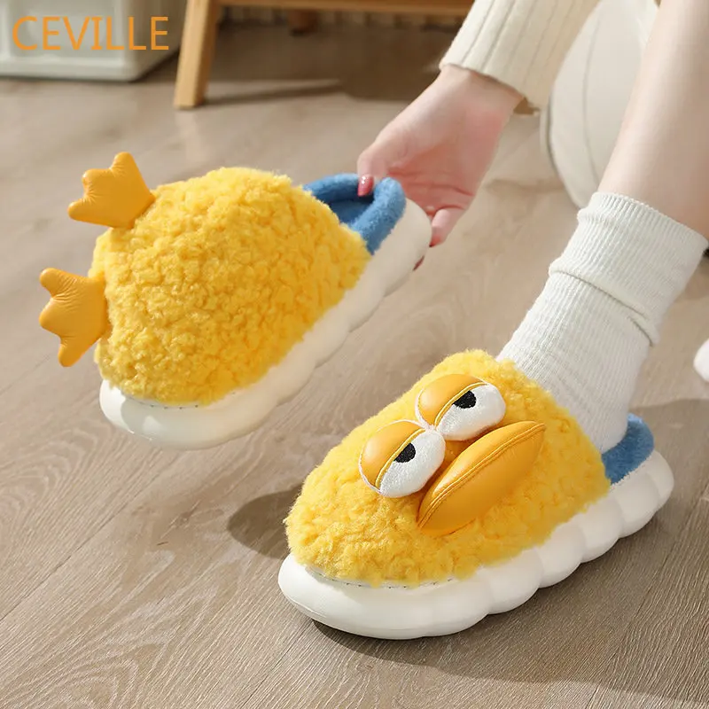 Winter Slippers Kawaii Cute Duck Slippers Women Shoes Indoor House Shoes Warm Plush Slipper Home Platform Footwear Drop Shipping