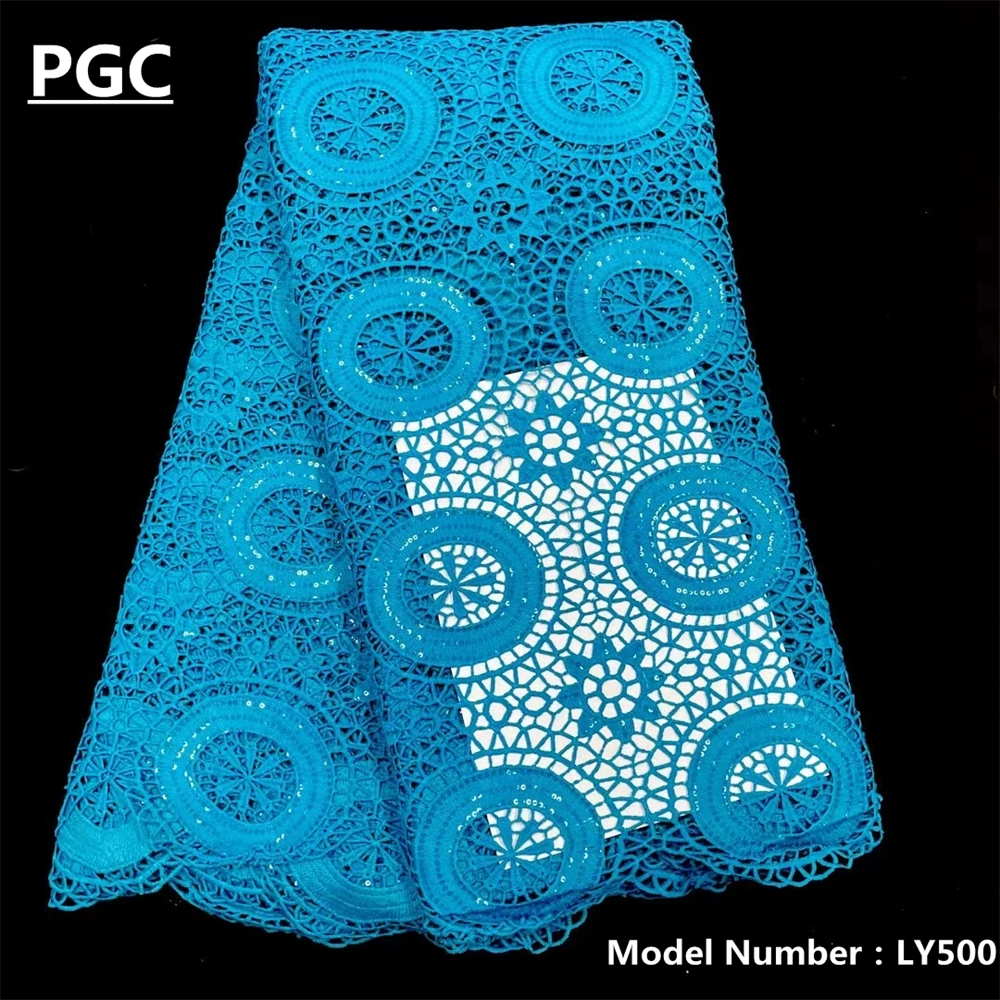 

PGC African Sequins Fabric French Cord Lace Fabric For Bridal Material 2022 High Quality Guipure Nigerian Lace Fabric LY500