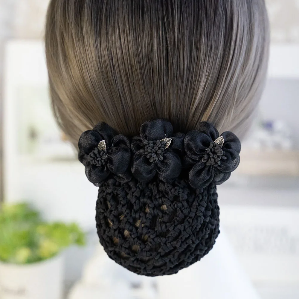 Цветочная заколка для волос с сеткой женщин женский офисный стюардесса
