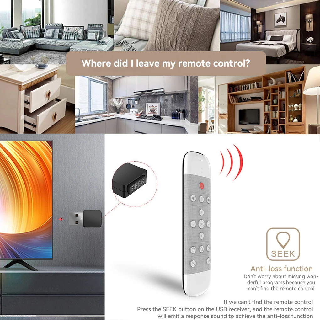 

Voice Remote Control Smart 2 4G Wireless Air Mouse with Learning Function Microphone Mini Convenient Computer White