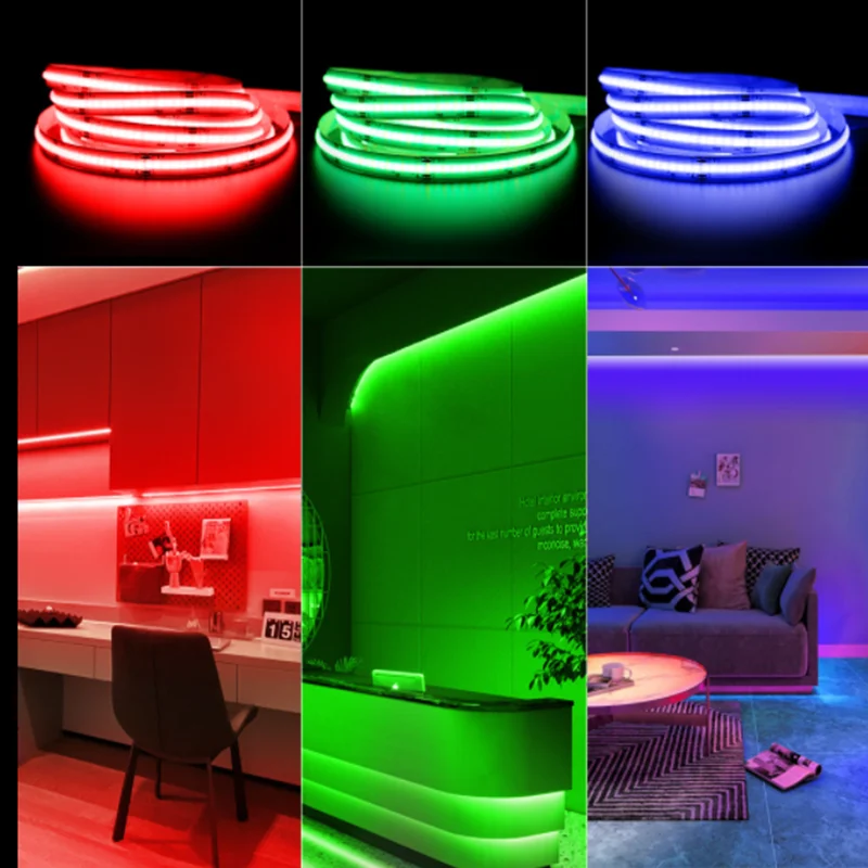 

COB LED Strip Light DC12/24V 320 480 LEDs/m CCT RGB High Density Flexible Tape Ribbon UL Listed 3000-6500K RA90 Led Light Set