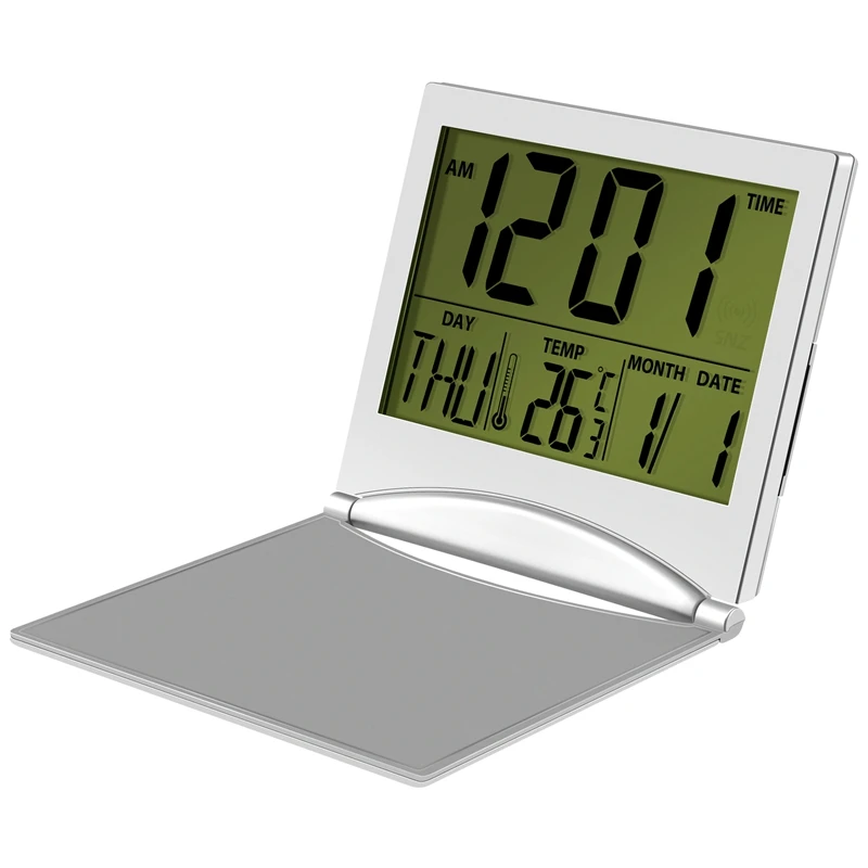 Battery Operated Portable Large Number Display Clock With Temperature 12/24h Small Desk Clock