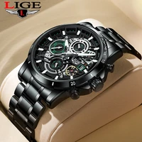 lige new mens watch big dial stainless steel band date mens business male watches waterproof luxuries men wrist watches for men