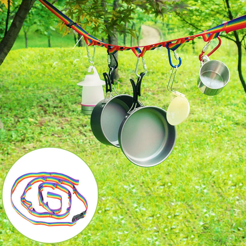 

Double Decoration Outdoor Clothesline Tents Colorful Webbing Hanging Lamp Camping Lanyard