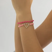 lacteo 2pcsset fashion rose red rope chain bracelets set for women men simple adjustable heart decor bracelet hand jewelry gift