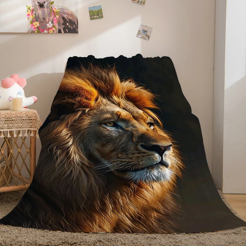 Флисовое одеяло с изображением Льва зимнее постельное белье из микрофибры