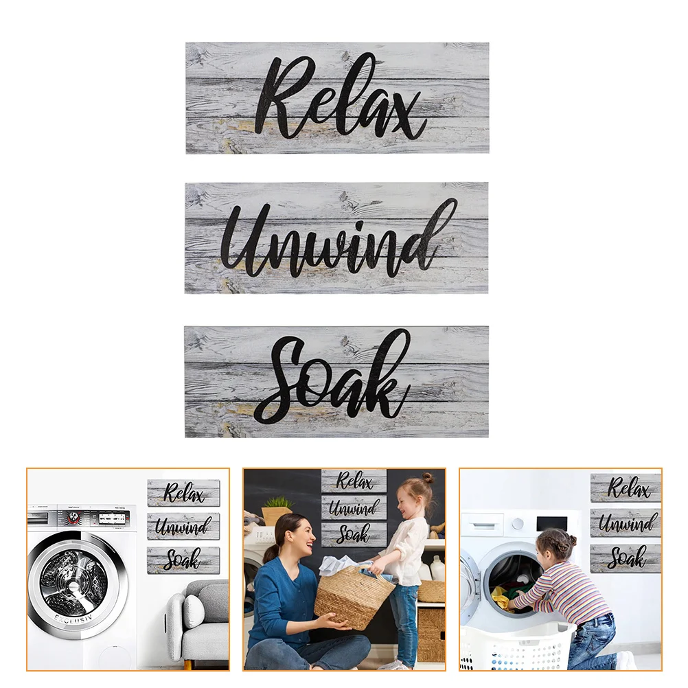 

Bathroom Wall Sign Decor Relax Signs Farmhouseunwind Soak Wood Rustic Laundry Plaque Hanging Roomboard Decorations Decorative