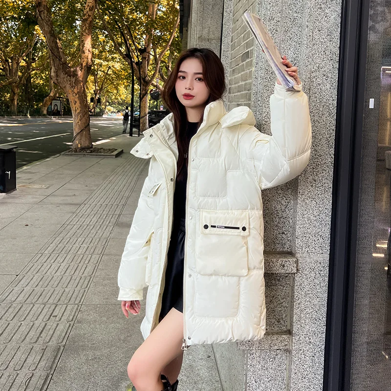 Winter Down Jacket Women Thick Down Cotton Padded Bubble Coat Female Fashion Hooded Long Parkas Mujer Quilted Jackets Overcoat