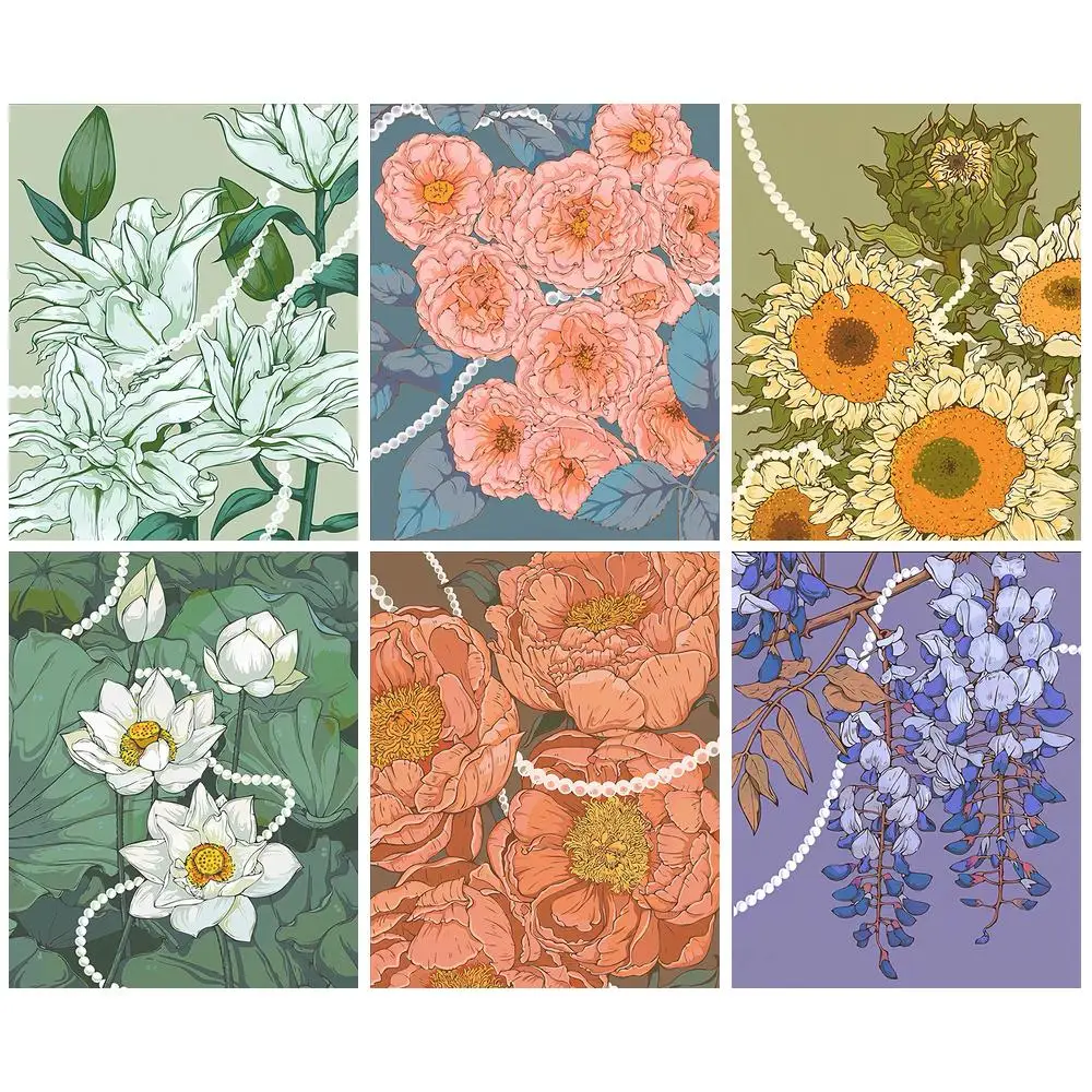 

CHENISTORY Oil Painting By Numbers Pearl Flowers Handpainted Diy Pictures By Numbers Flowers Number Painting Unique Gift