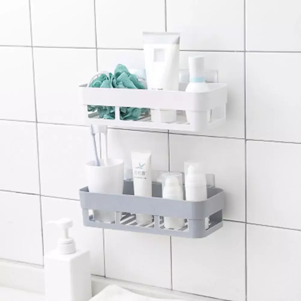 

2023NEW Bathroom Storage Shelves Wall-mounted Bathroom Kitchen Perforation-Free Toilet Storage Rack Environmental Friendly Durab