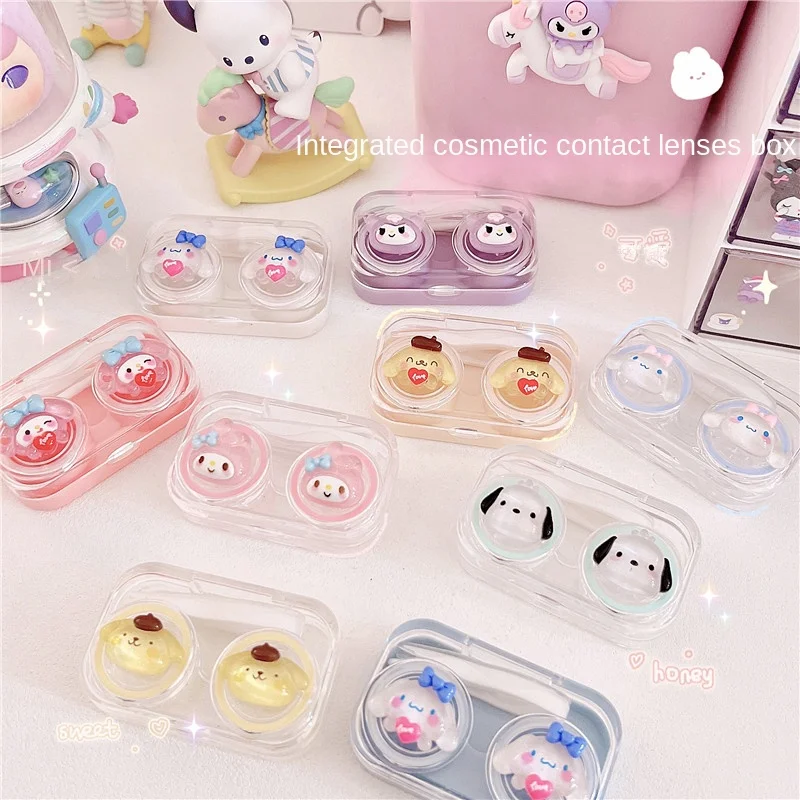 

Anime Sanrioed My Melody Kuromi Cinnamoroll Cute Kawaii Doll Color Contact Lenses Box Cartoon Portable Contact Lens Storage Case