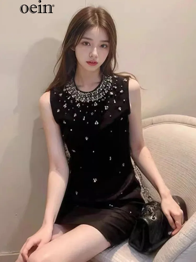 [Oein] Новинка лета 2024 тяжелая промышленная Юбка со стразами романтическое платье