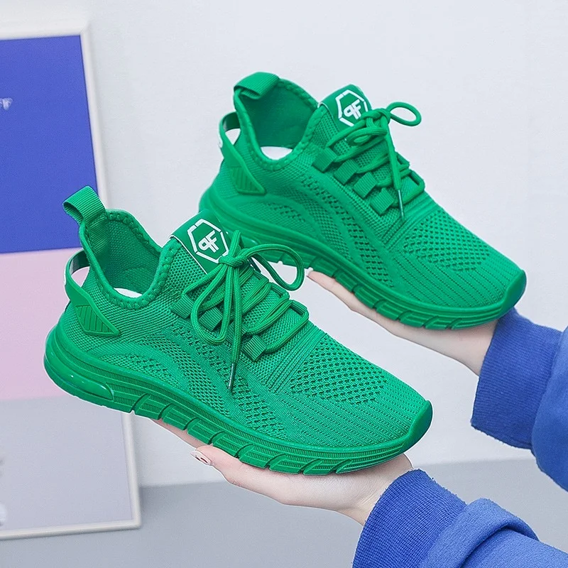 

New Spring Female Sneakers Women Shoes Korean Mesh Green Ladies Shoes Woman Lace Up Red Black Casual Shoes Breathable 2022