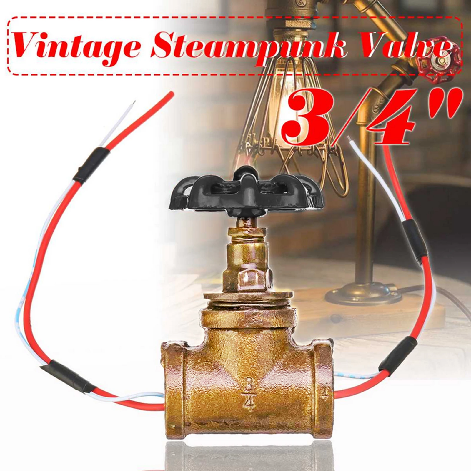 

3/4 Inch Stop Valve Light Switch with Wire Vintage Steampunk Industrial Lamp Loft Style Iron Valve Water Pipe Fixtures Lighting
