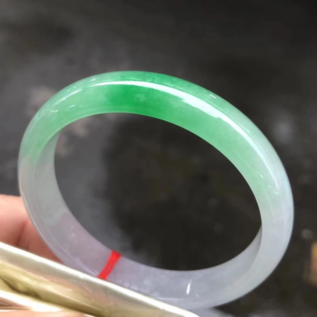 

Natural 100% real Myanmar jadeite bangle flat bar jadeite bangle green jadeite for woman temperament gift bracelets 56mm 365