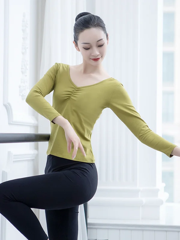

Classic Ballet Women's Round Neck Pure Color Dance Top for Adult Ballet