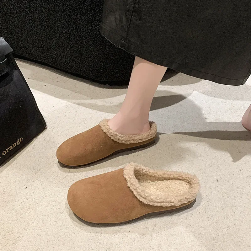 Ретро-тапочки Baotou на плоской подошве женская обувь для улицы и дома зимняя