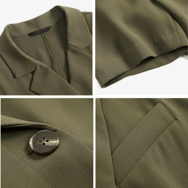 F GIRLS Blazers Women Casual Crop  Summer All-match Korean Style Temperament Short Sleeve Office Lady Streetwear Double Breasted