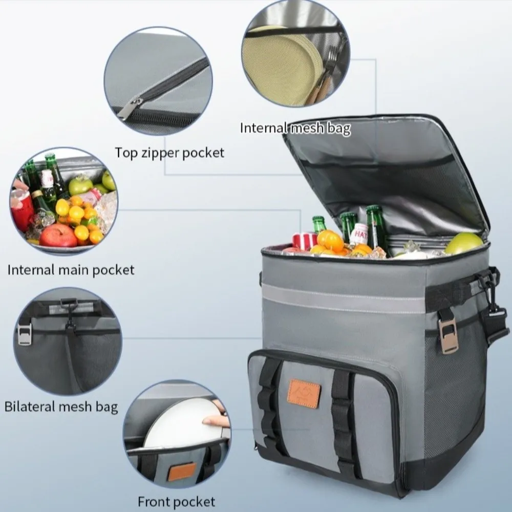 Фото Термосумка-холодильник на колесиках, большая вместимость, двухслойная, с выдвижной ручкой, для пикника, с плечевым ремнем, герметичная, с изоляцией №2
