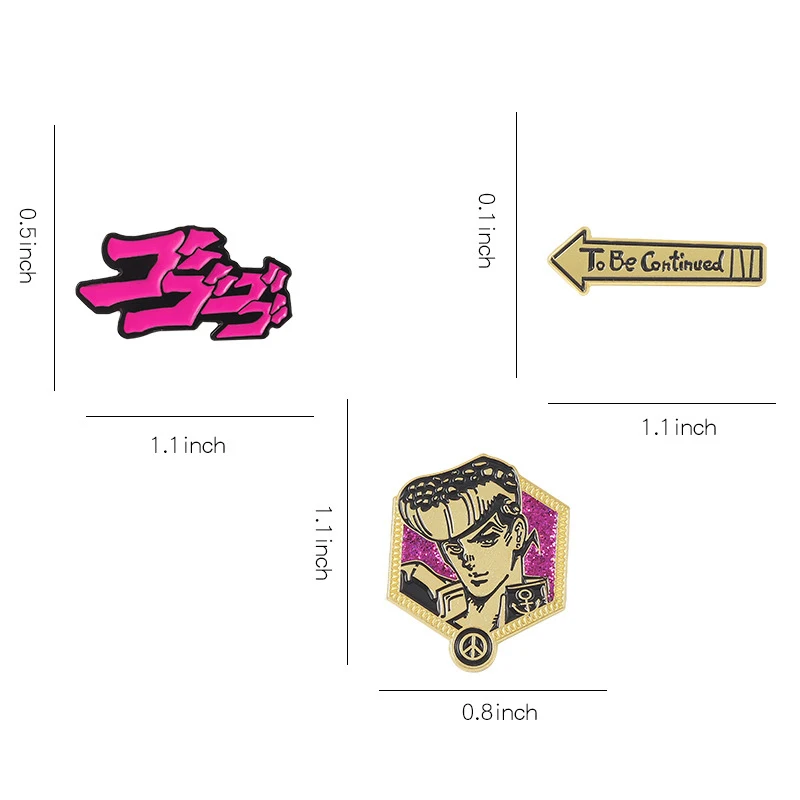 Anime JOJO's Bizarre Adventure Brooches Pins Higashikata Josuke Ending Words To Be Continued Brooches Backpack Badge Jewelry images - 3