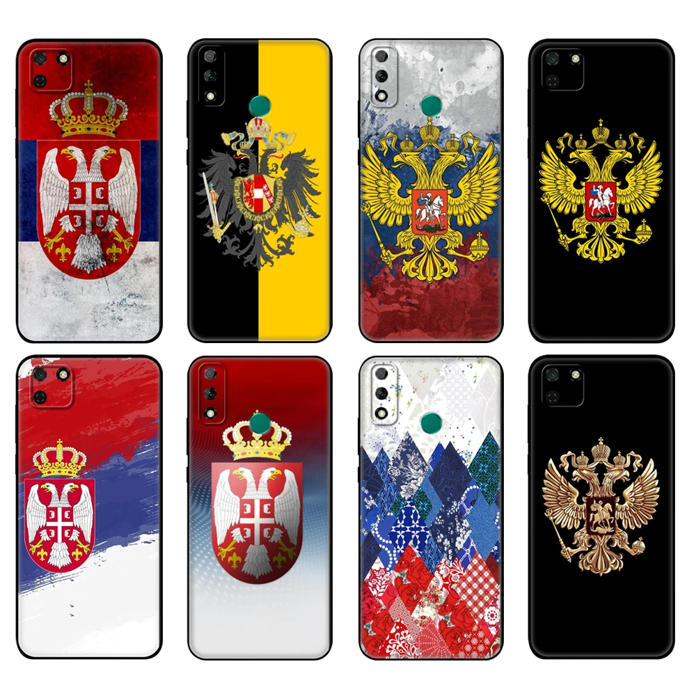 

Черный чехол из ТПУ для Huawei Y9S, Y6S, Y8S, Y5P, Y7P, Y8P, чехол для Huawei Y5 lite Prime 2018, Y6 2019, чехол с российским флагом
