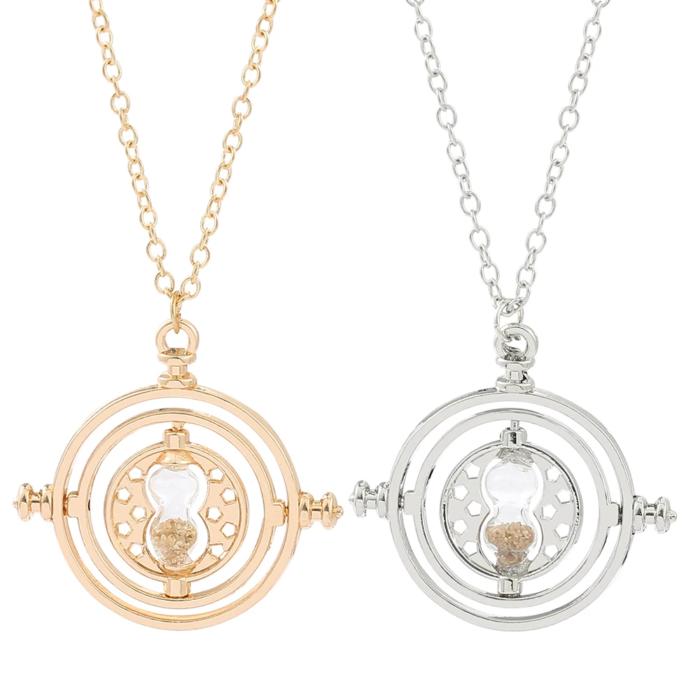 

Harry Potter Hermione Time Turner Necklace Hourglass Pendant Long Chain Jewelry Fashion Alloy Trinket Party Cosplay Accessory