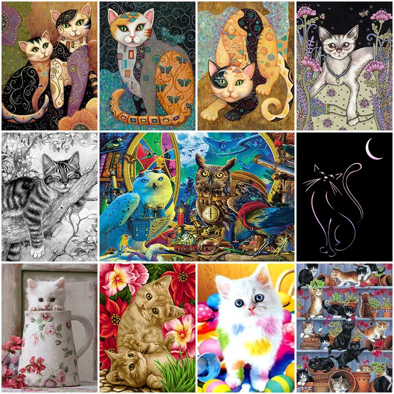 

DIY Diamond Painting Cartoon Cat Owl Cross Stitch Kit 5D Full Round/Square Diamond Embroidery Mosaic Home Decor Handcreft Gift