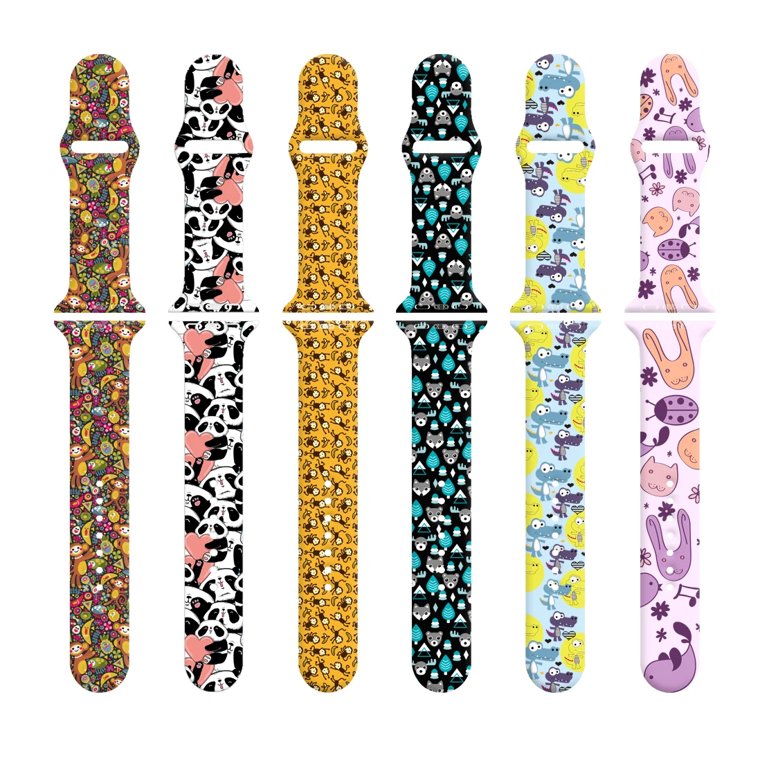 

Silicone Strap For Apple Watch Band SE 8 7 6 5 Strap 45mm 38mm 41mm 49mm cartoon animals for iWatch 4 3 Wristband Silicone band