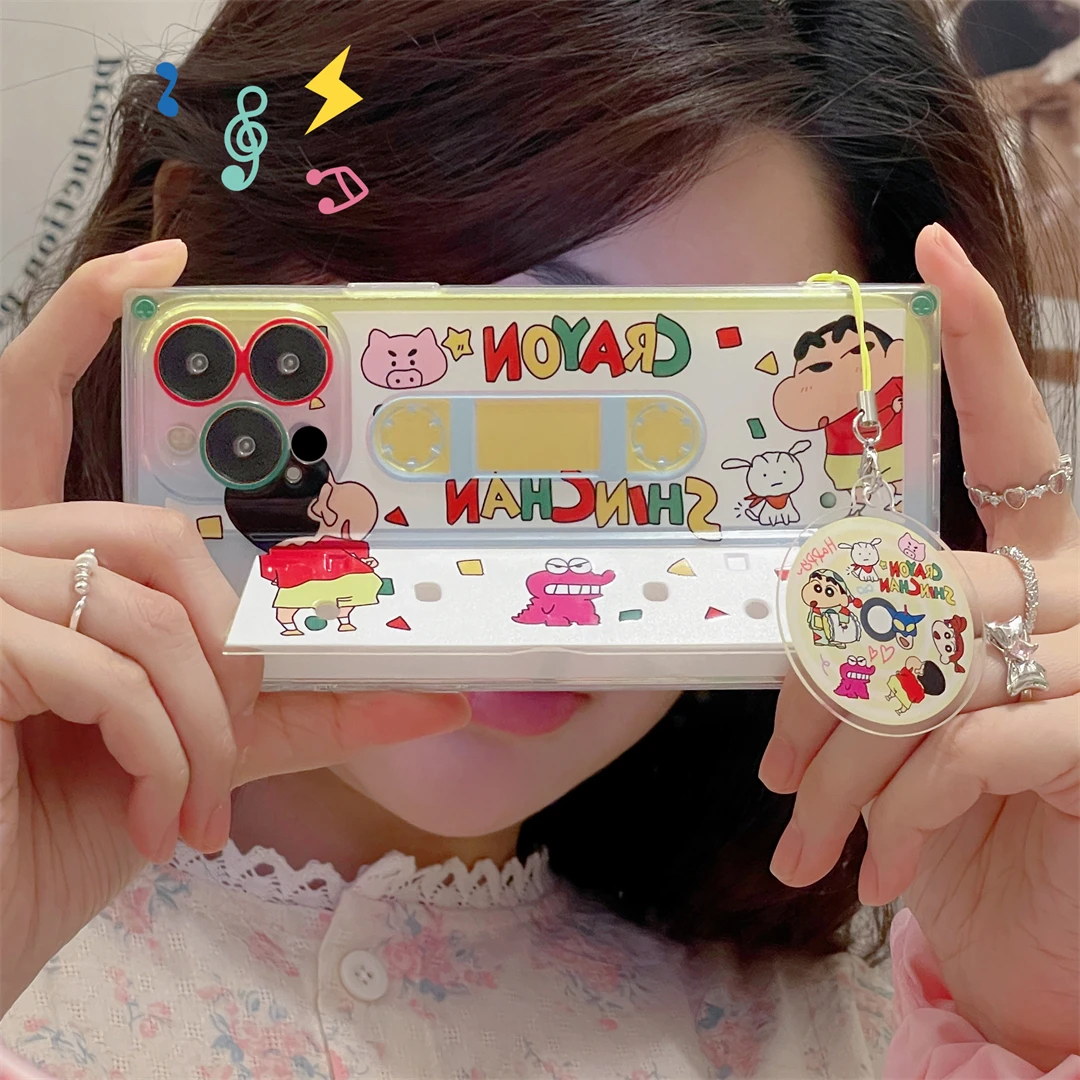 

Crayons Shinchans cute pendant with stand Phone Cases For iPhone 14 13 12 11 Pro Max Back Cover