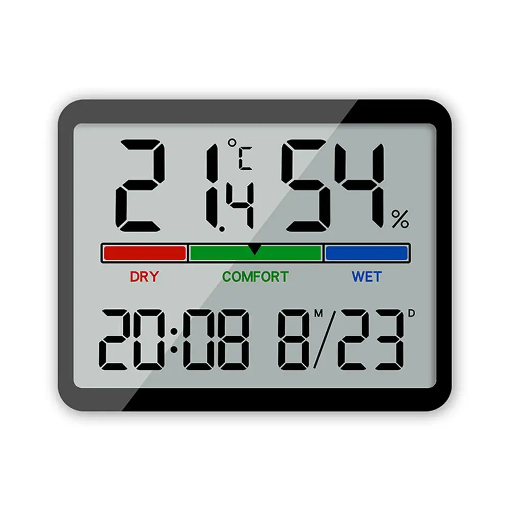 

Измеритель температуры и влажности Многофункциональный магнитный дизайн большой экран электронный будильник цифровой термометр для дома