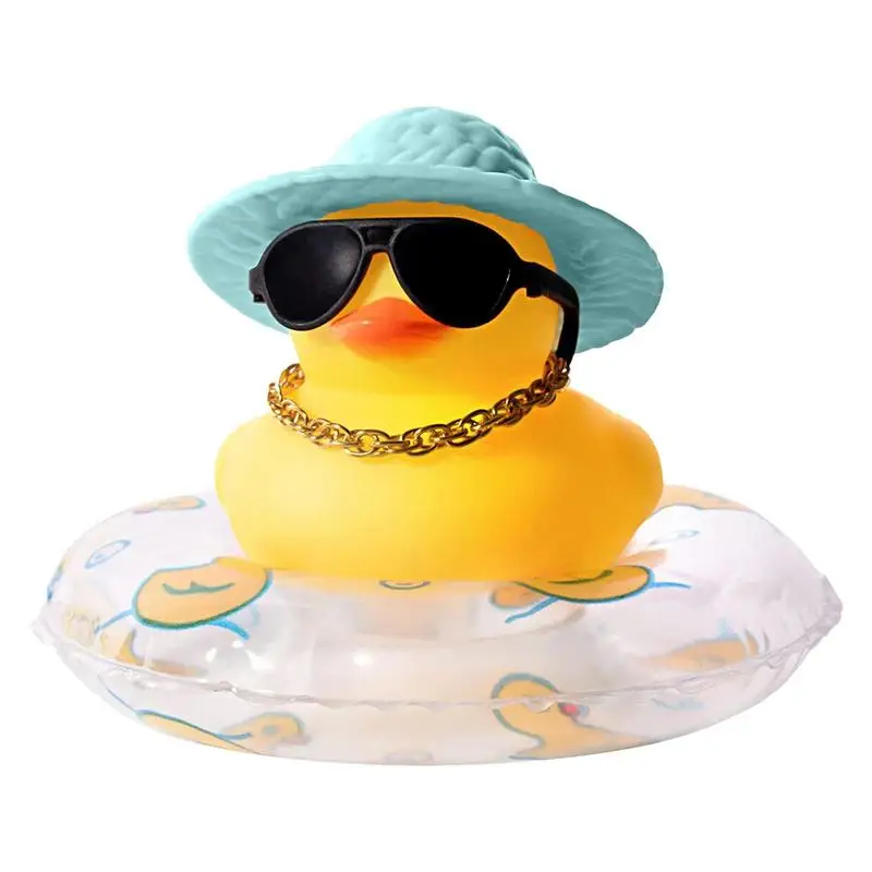 

Car Ducks for Dashboard And Decoration Mini Rubber Duck With Mini Swim Ring Sun Hat and Sunglass for Party Gifts Accessories