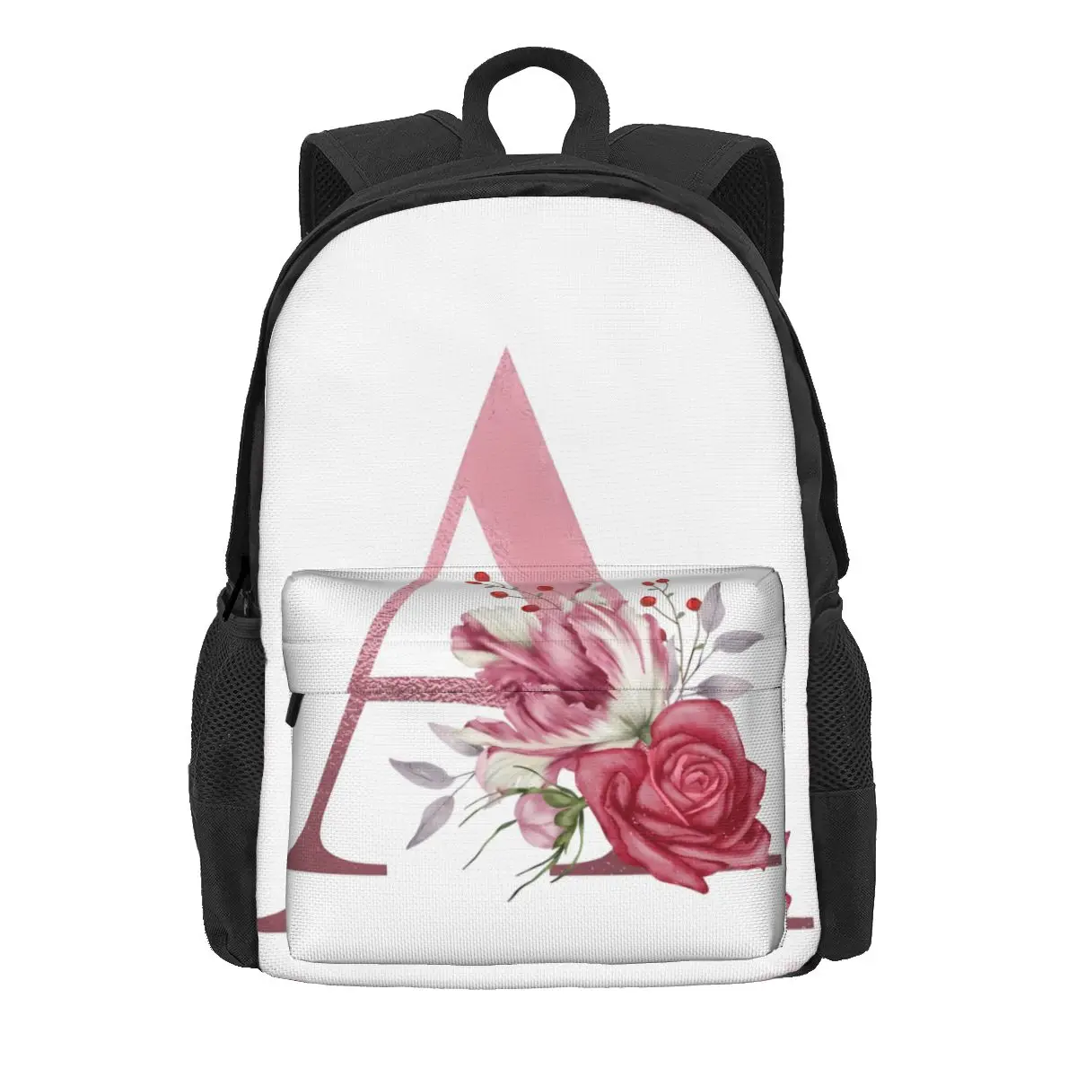 

Personalized Letter Floral Printed Backpack Female Fashion Large Backpacks Polyester School Bags Travel High Quality Rucksack