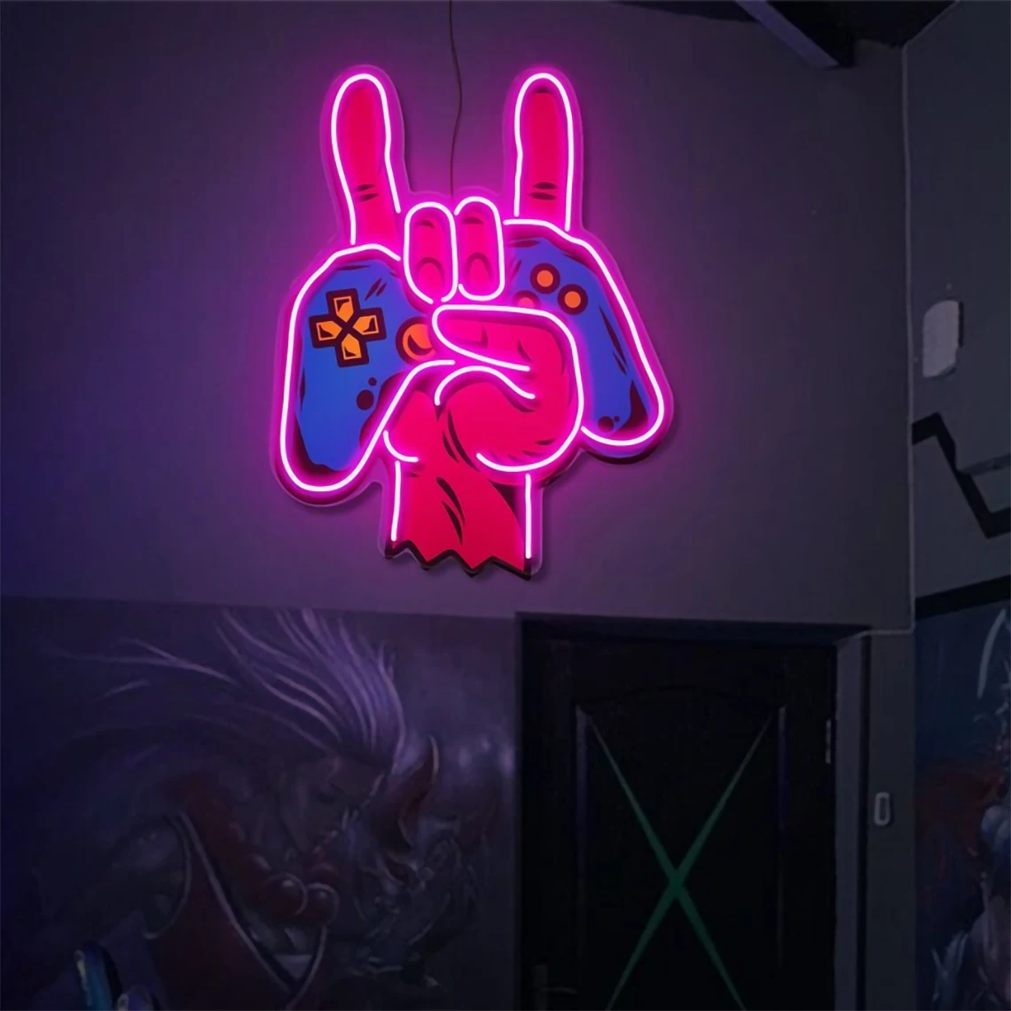 Игровой контроллер Неоновая вывеска с УФ-печатью игровая комната Декор игровой